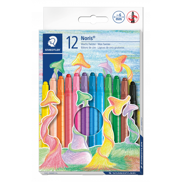 WACHSMALSTIFT NORIS® WACHS-TWISTER, RUND, ETUI MIT 12 FARBEN