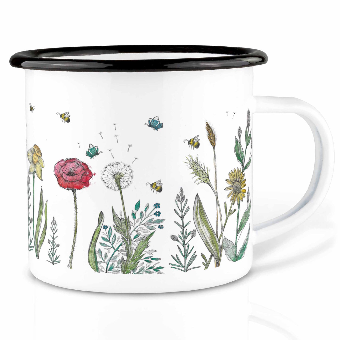 Emaille Tasse – Blumenwiese