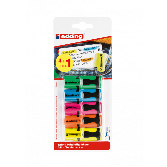 EDDING 7 MINI TEXTMARKER 5ER-VORTEILSPACK