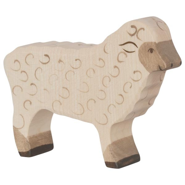 Holzfigur Schaf weiß