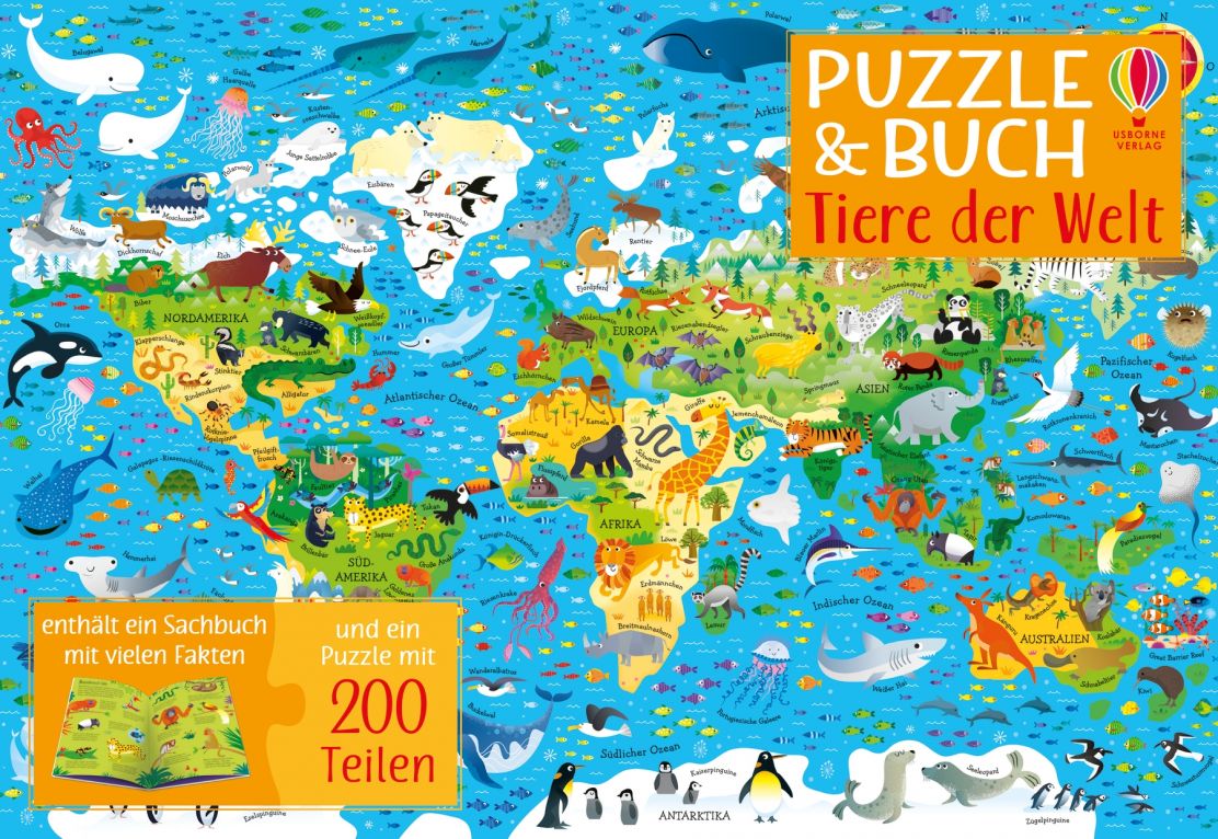 Puzzle & Buch: Tiere der Welt